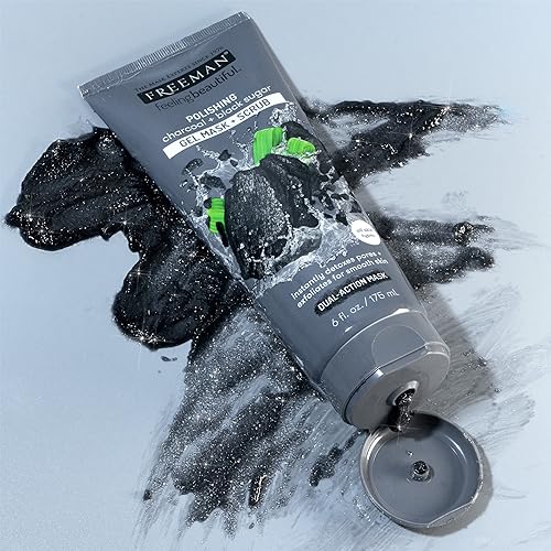 Freeman Polishing Charcoal & Black Sugar Facial Gel Mask + Scrub, Purifies Skin, Not Over-Drying, 175 mL