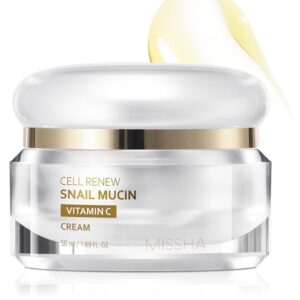 MISSHA Cell Renew Snail Mucin Vitamin C Cream Korean Moisturizer