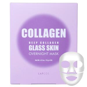 LAPCOS Deep Collagen Glass Skin Overnight Face Mask Sheet (Pack of 4)