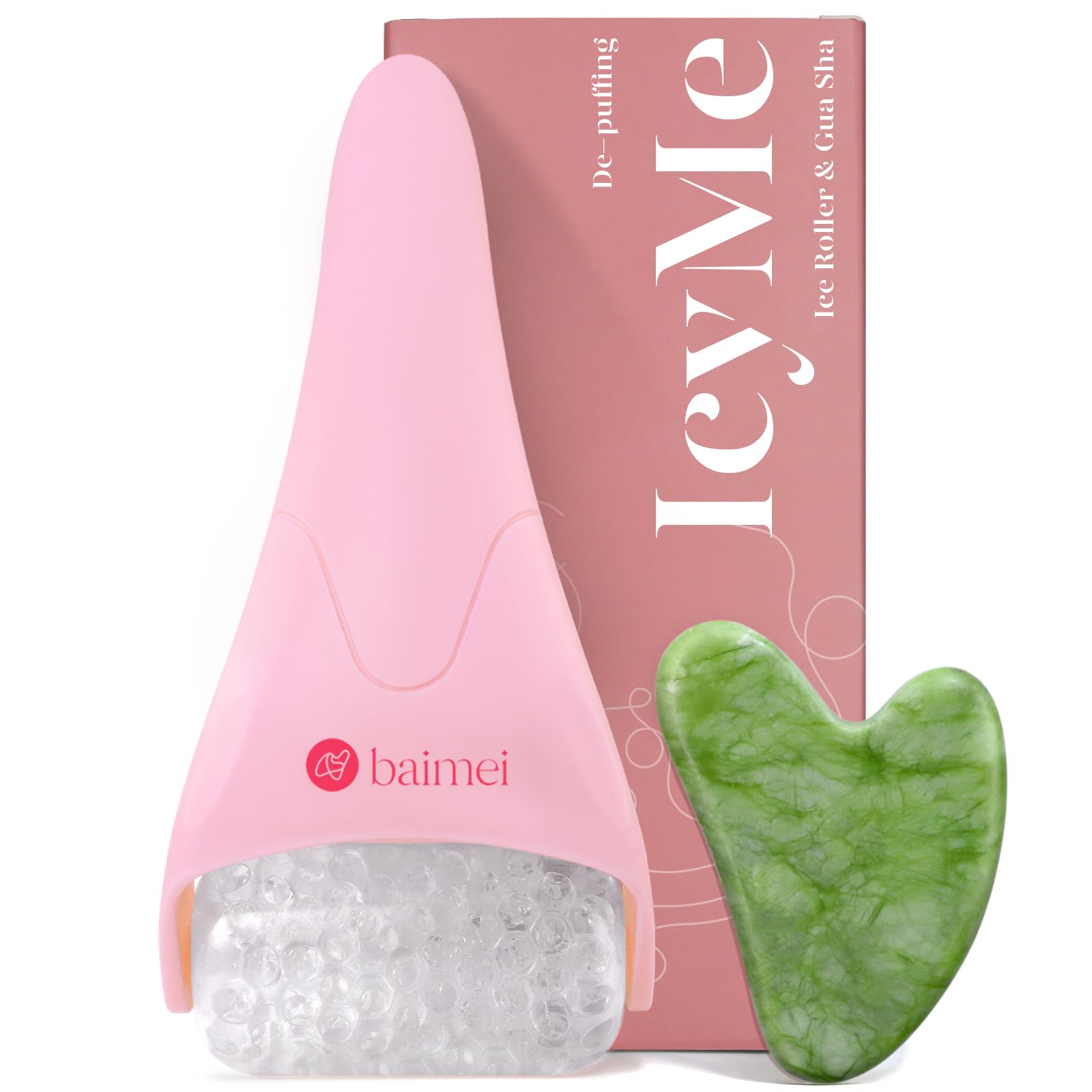 BAIMEI IcyMe Ice Roller and Gua Sha Set, Pink