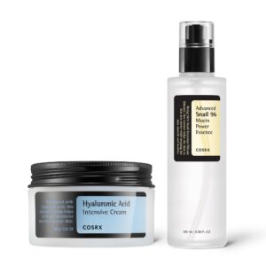 COSRX Ultimate Hydration Repair Duo – Hyaluronic Acid Intensive Cream + Snail Mucin 96% Essence, Long-lasting Intense Hydration and Skin Repair Care