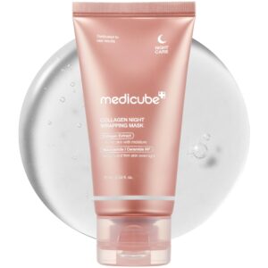 medicube Wrapping Mask Collagen – Overnight Peel Off Facial Mask | Elasticity & Hydration Care, Reduces Sagging & Dullness – Hydrolyzed Collagen For Glowing Skin – Korean Skin Care, 2.53 fl.oz
