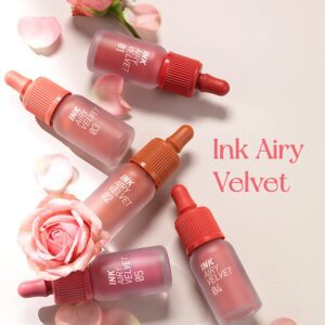 Peripera Ink Airy Velvet Lip Tint, High-Pigmentation Lightweight (033 FAVORITE PINK ROSE)