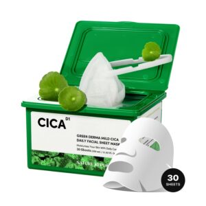 Nature Republic GREEN DERMA MILD CICA DAILY FACIAL MASK (30 Sheets)