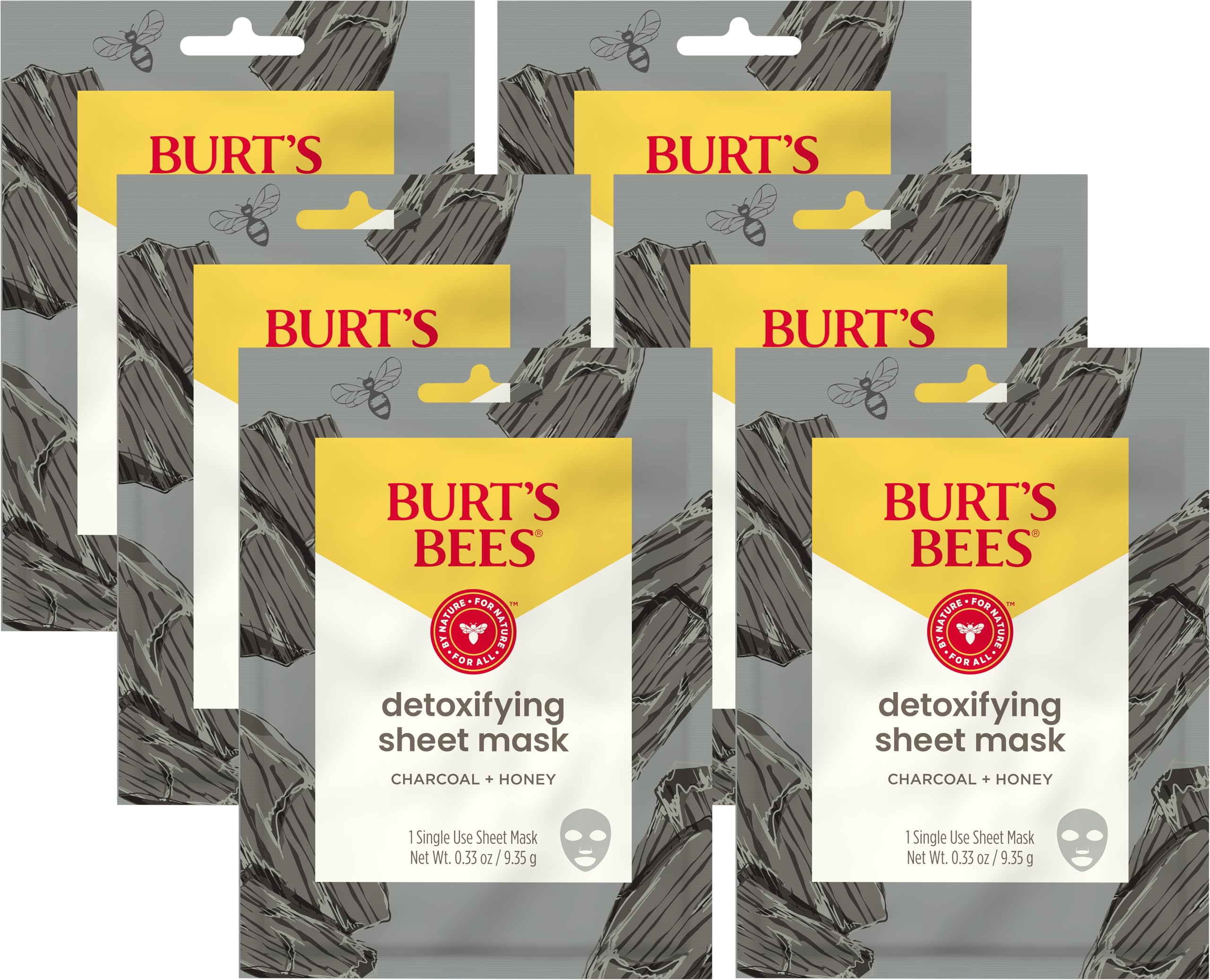 Burt's Bees Detoxifying Charcoal Facial Sheet Mask, Pack of 4