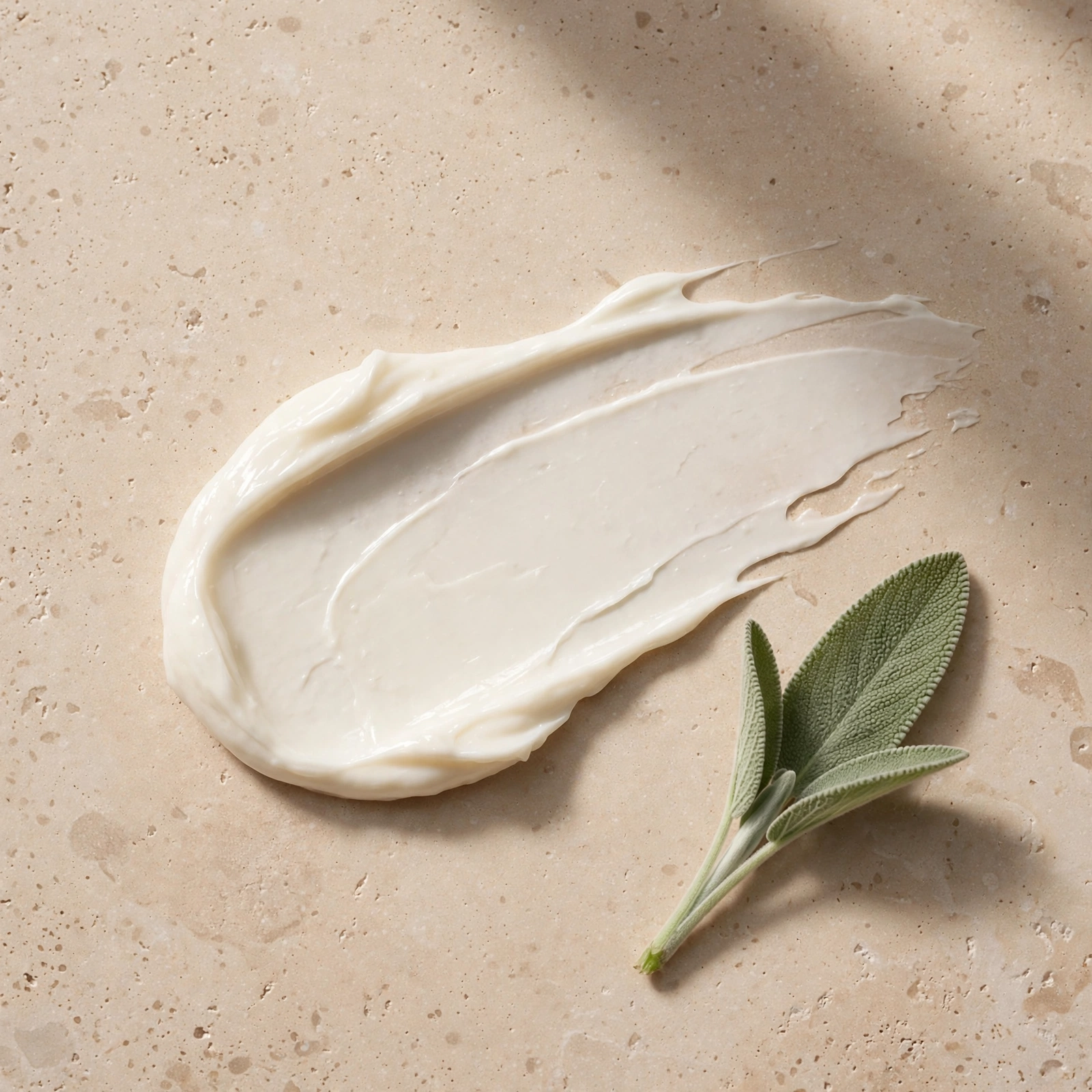 Cream swatch on warm stone